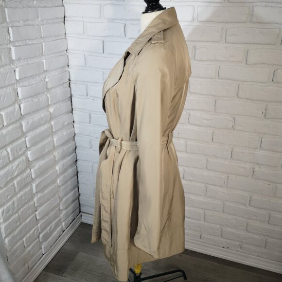 Ricki's Ladies Size Small Tan Lined 1 Button Closure Belted Trench Coat - Picture 4 of 12